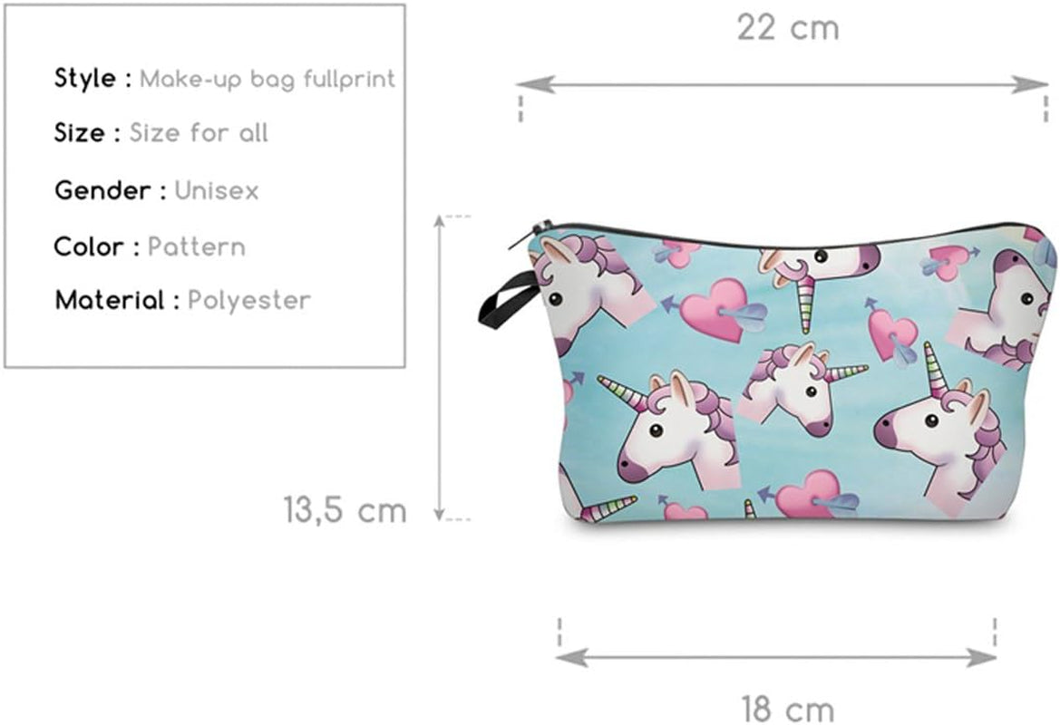 Unicorn Makeup Bag, 3Pcs/Set Super Funny 3D Printing Women Cosmetic Bag Multifuncition Pencil Holder (HZBTZ4)