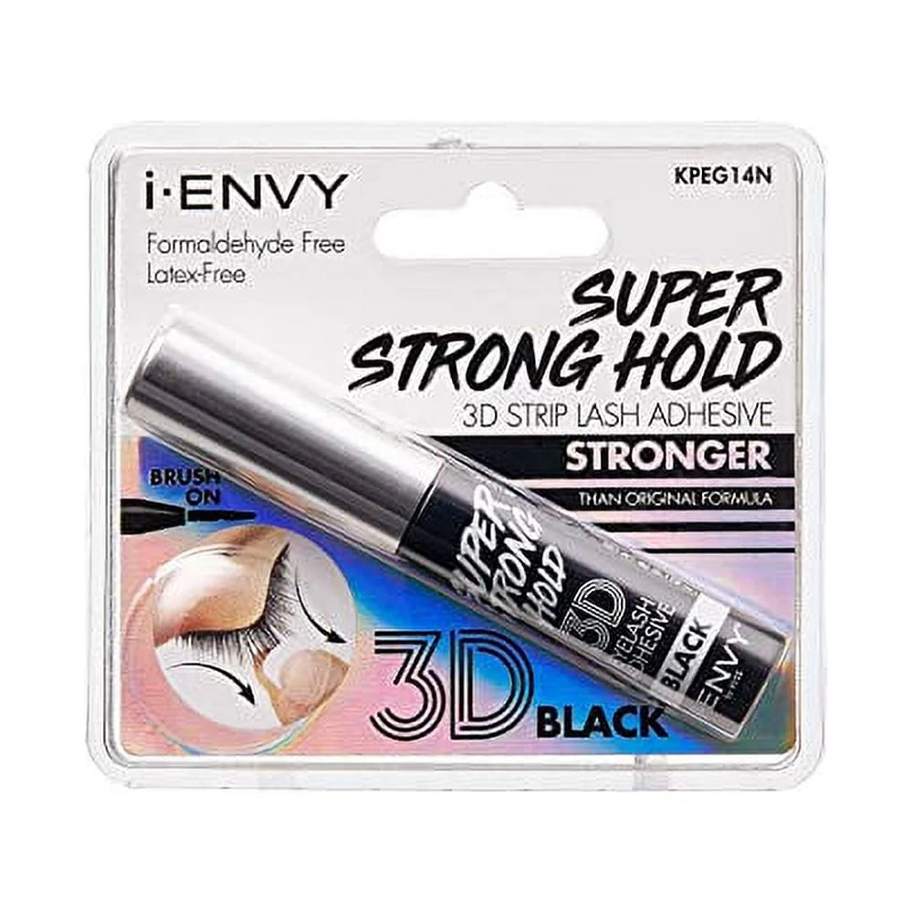 I Envy by 3D Lash Glue Super Strong Hold (Black) Brush on Type, Formaldehyde Free, Latex Free