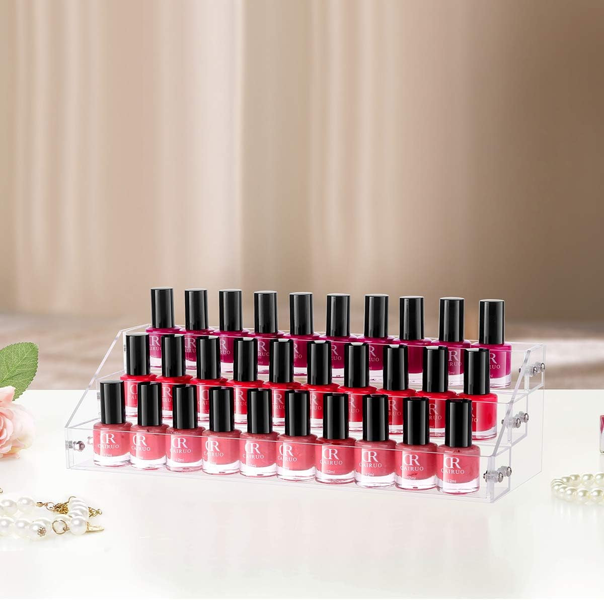Nail Polish Organizer Acrylic 3 Layers Nail Polish Holder Sunglasses Organizer Clear Eyeglasses Display Tabletop Display Essential Oil Stand Jewelry Display Rack Holds up 39 Bottles (3 Tiers)