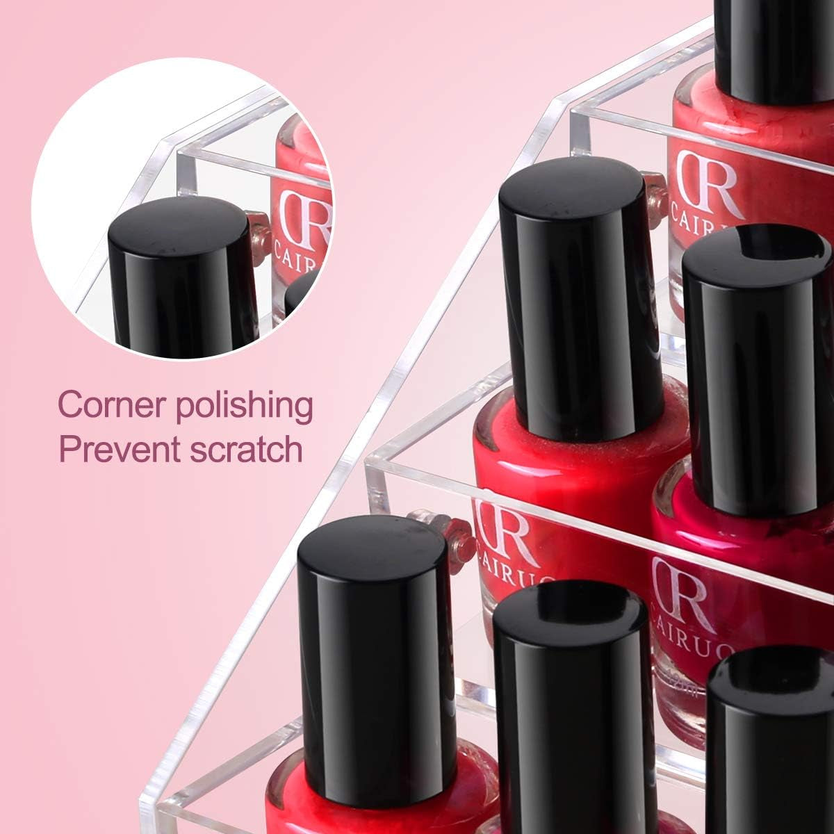Nail Polish Organizer Acrylic 3 Layers Nail Polish Holder Sunglasses Organizer Clear Eyeglasses Display Tabletop Display Essential Oil Stand Jewelry Display Rack Holds up 39 Bottles (3 Tiers)