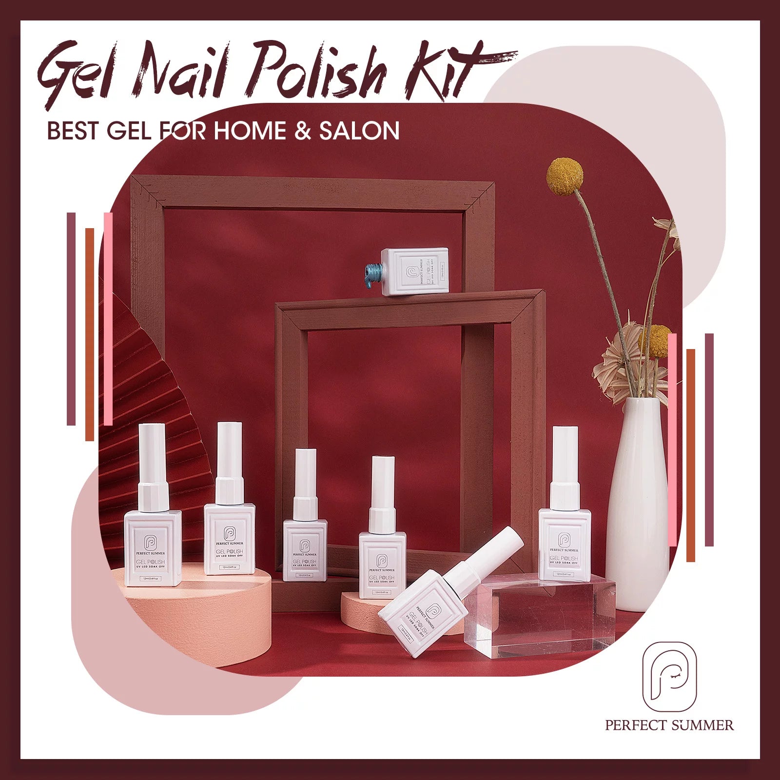 Gel Nail Polish, 12 Colors Gel Polish-Berry Colors, 12 Ml Each, Red Pink Black White Glitters Gel Nail Set, Soak off Gel Polish Kit, Salon Nail Gift for Women Girls, Non-Toxic Odor-Free Bubble FreeNail Gift