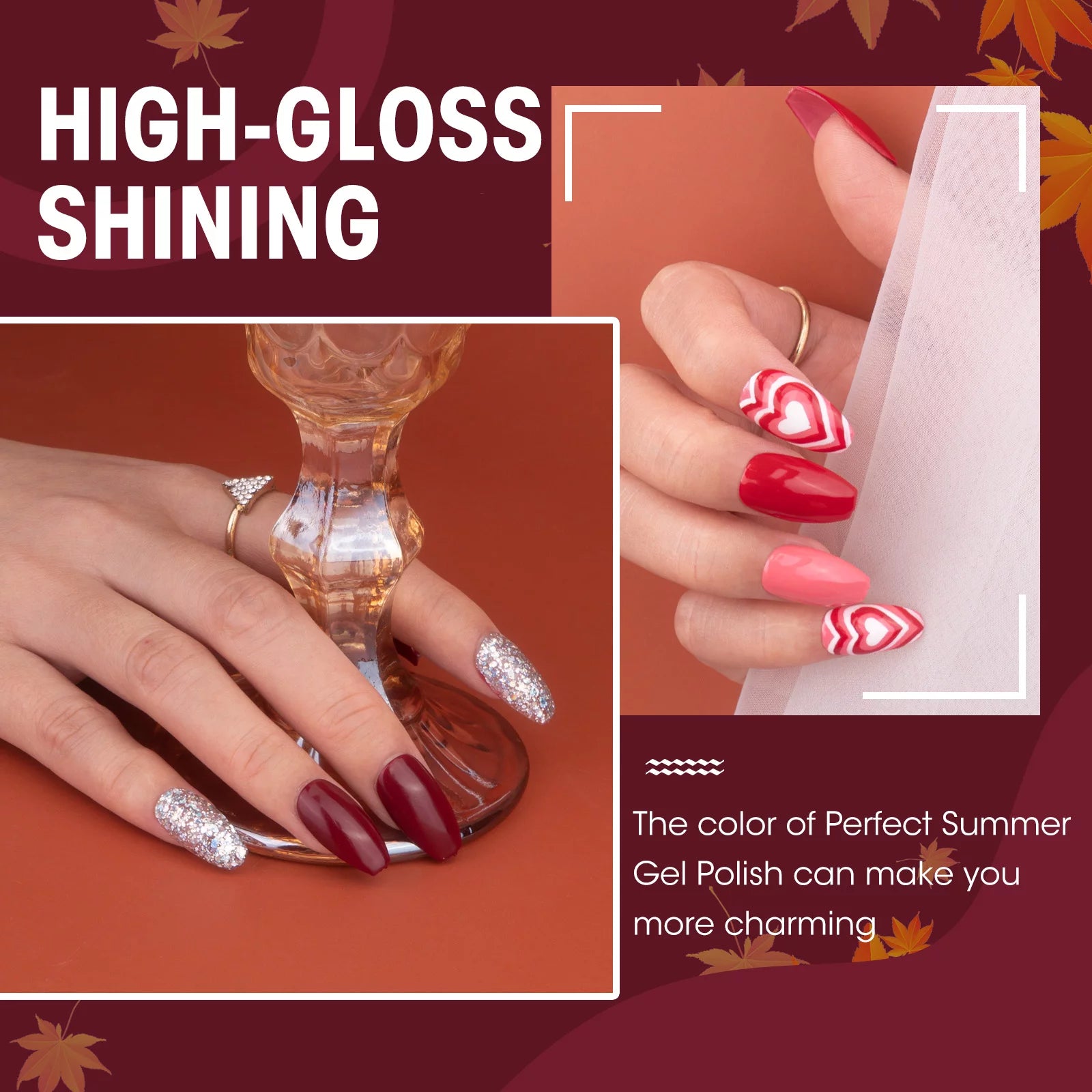 Gel Nail Polish, 12 Colors Gel Polish-Berry Colors, 12 Ml Each, Red Pink Black White Glitters Gel Nail Set, Soak off Gel Polish Kit, Salon Nail Gift for Women Girls, Non-Toxic Odor-Free Bubble FreeNail Gift