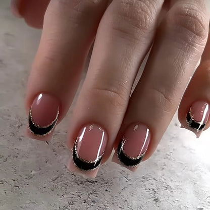 24Pcs Coffin Handmade Press on Nails Full Cover Glitter Swirl Design Gradient Ballet False Nails Wearable Manicure False Nails