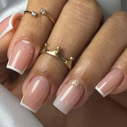 24Pcs Coffin Handmade Press on Nails Full Cover Glitter Swirl Design Gradient Ballet False Nails Wearable Manicure False Nails